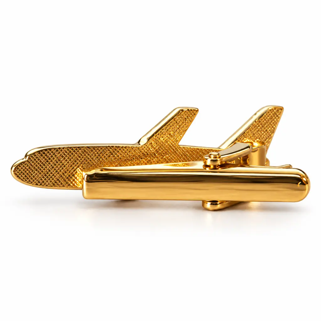 Pisa Corbatas Elegante de Metal Diseño Avión – Dorado1.webp
